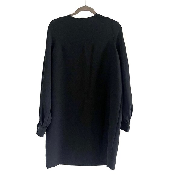 New Ganni Scarf Collar Crepe Dress in Black Size 4 - Picture 5 of 13